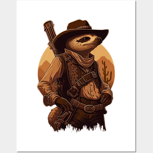 Sloth the Slowest Gun in the West Wall Art by zoocostudio